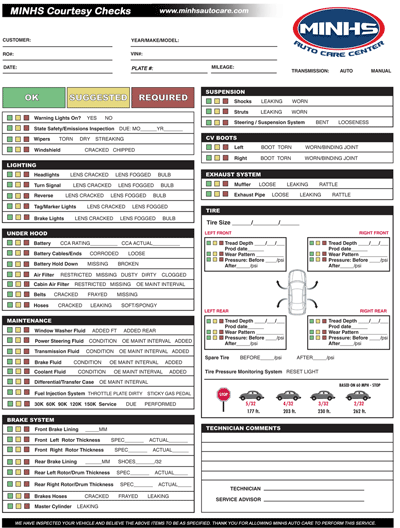 Courtesy Check at | MINHS Automotive